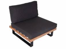 Fauteuil lounge hwc-h54, fauteuil de jardin, spun poly acacia bois certifié mvg aluminium ~ marron clair, rembourrage gris foncé