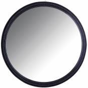 Grand miroir rond en rotin noir - Noir