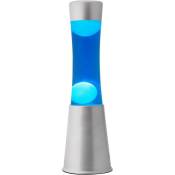 ITotal Lampe à Lave 40 cm avec Base Argentée, Liquide Bleu et Cire Blanche