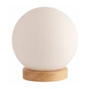 Lampe de table minimaliste nordique créative boule de verre blanche lampe de chevet en bois lampe de lecture de protection des yeux avec interrupteur