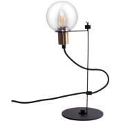 Lampe de table réglable en hauteur, lampe de table noire, éclairage latéral, boule de verre, métal, 1x douille E14, HxLxP 47x16x25,2 cm