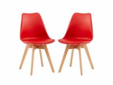Lot de 2 chaises de salle à manger design contemporain scandinave-rouge