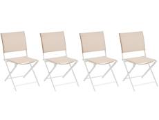 Lot de 4 chaises de jardin en aluminium pliables Lin et Blanc Axant - Hespéride