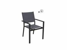 Lot de 4 fauteuils navagio gris foncé 58x57x87cm
