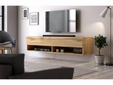 Meuble TV suspendu - 140 cm - Chêne wotan - à l'esprit nature Derby