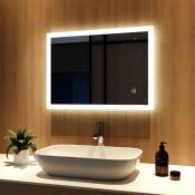 Meykoers - Miroir lumineux de salle de bain 50x70cm Miroir Muraux éclairage avec Interrupteur Tactile - 6500K Lumière Blanc froide - 50x70cm |