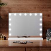 Miroir de Courtoisie Hollywood avec Éclairage led - 15 Ampoules et 3 Couleurs Ajustables - 58 x 45.5 x 12 cm