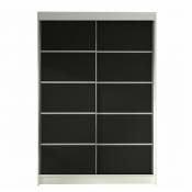 Mobilier1 - Armoire Atlanta 150, Blanc + noir, 200x120x58cm, Wardrobe doors: Glissement - Blanc + noir