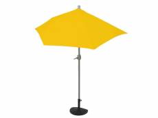 Parasol demi-rond parla, demi-parasol balcon, uv 50+ polyester/alu 3kg ~ 300cm jaune avec support