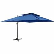 Parasol déporté à double toit Bleu azuré 400x300 cm Bleu - Vidaxl