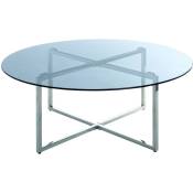 Pegane - Table basse en inox et verre trempé - Diamètre 100 x Hauteur 45 cm