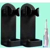 Porte-brosse à dents électrique mural Porte-brosse à dents électrique réglable, avec trou de chargement, lot de 3, 2 noirs et 1 blanc