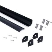 Profilé d'angle en aluminium avec diffuseur - Kit complet - - Noir - Noir