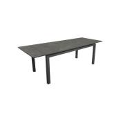 Proloisirs - Table de jardin Hivaoa en aluminium/céramique - 180/240 x 90 cm - lame 8 mm - graphite