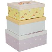 Set de 3 boîtes Girly en carton L25 27 29cm - Atmosphera