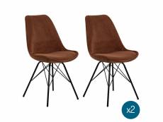 Smuk velours côtelé chaise de salle à manger erina cuivre - 2 pièces ZSFU000128-CP