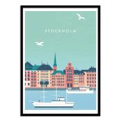 STOCKHOLM - Affiche d'art avec Cadre bois noir - 50