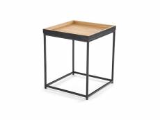 Table d'appoint carrée bois naturel et noir cubo 119