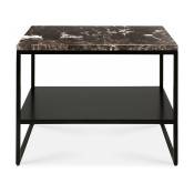 Table d'appoint rectangulaire en marbre noir 60 x 53