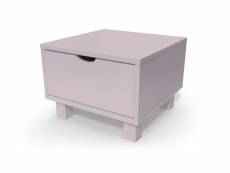 Table de chevet bois cube + tiroir violet pastel CHEVCUB-ViP