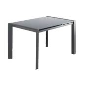 Table extensible 120 à 180 cm plateau verre gris et