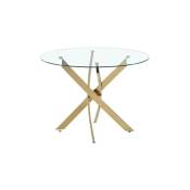 Table Repas 4 couverts jessica Gold xxl Transparent diamètre 120cm