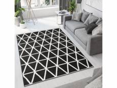 Tapiso bali tapis salon moderne blanc noir géométrique