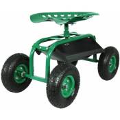 Tc4501A siège de jardinage 150kg, chariot de jardin, Banc roulant, chariot d'atelier, siège de travail - Vert - Varan Motors