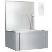Vasque à poser - Lavabo Lave-mains - Évier de lavage pour salle de bain - avec robinet et distributeur de savon Inox Chic-876674