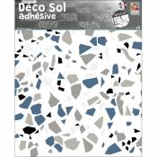 Adhésif homestaging carrelage pour sol, Terrazzo, x2, 30 cm x 30 cm - Bleu