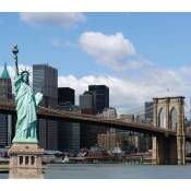 Ag Art - New York, rideau imprimés Statue de la liberté, pont de Brooklyn et building 180x160 cm, 2 parts