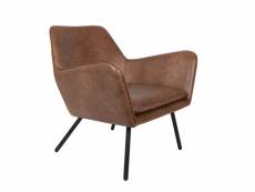 Alabama - fauteuil de salon aspect cuir vintage marron
