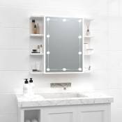 Armoire à miroir avec led Blanc brillant 70x16,5x60
