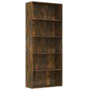 Bibliothèque 5 étagères 80x30x189cm en bois élégant en bois diverses couleurs couleur : Fumée brune