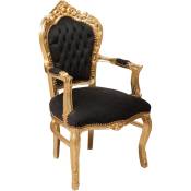 Biscottini - Fauteuil lit Fauteuil rembourré Fauteuil tapissé avec accoudoirs en bois Chaise de chambre 60X60X107 cm Style français Louis xvi - noir