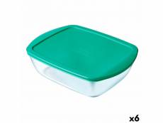 Boîte à repas rectangulaire avec couvercle pyrex cook & store turquoise silicone verre (23 x 16 x 6 cm) (6 unités)