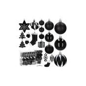 Bombki de Noël 77 pièces. Ensemble de décoration de sapin de Noël noir.