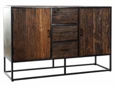 Buffet meuble de rangement en bois recyclé et manguier coloris marron foncé - longueur 140 x hauteur 91 x profondeur 43 cm