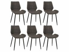 Cara - lot de 6 chaises simili cuir anthracite