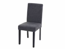 Chaise de salle à manger littau, chaise de cuisine, tissu/textile ~ gris anthracite, pieds foncés