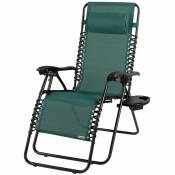 Chaise longue de jardin inclinable Chaise pliable avec porte-gobelet appui-tête Fauteuil relax Transat jardin Vert