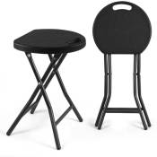 Chaise pliante légère, tabouret pliant en métal et plastique, capacité 136 kg, salon ou bureau, lot de deux, noir - Dripex