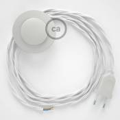 Cordon pour lampadaire, câble TM01 Effet Soie Blanc 3 m. Choisissez la couleur de la fiche et de l'interrupteur! | Blanc