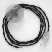 Cordon pour lampadaire, câble TM04 Effet Soie Noir 3 m. Choisissez la couleur de la fiche et de l'interrupteur! | Transparent