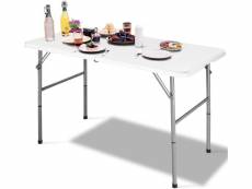 Costway table pliante plastique charge maximale 150 kg matière en hdpe et acier robuste avec serrures renforcées pieds antidérapants 122 x 61 x 72 cm