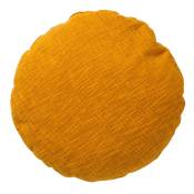 Coussin rond jaune en coton 50 cm uni