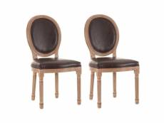 Emia - lot de 2 chaises médaillon bois simili marron