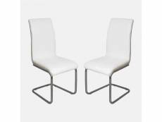 Ensemble de 2 chaises modernes en éco-cuir, pour salle à manger, cuisine ou salon, cm 43x57h98, couleur blanche 8052773728942