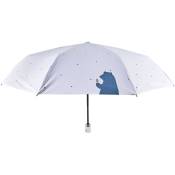 EntièRement Automatique Femmes Pluie Parapluie Mignon Anti-Uv Trois Pliants Parapluies ImperméAble Durable Poche Parasol Enfants Blanc