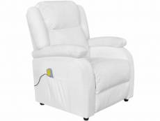 Fauteuil de massage confort relaxant massant détente électrique cuir artificiel réglable blanc helloshop26 1702035